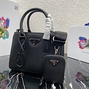 Prada Mini Galleria Saffiano Leather Bag Black 1BA296 23x16.5x10cm - 5