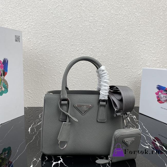 Prada Mini Galleria Saffiano Leather Bag Gray 1BA296 23x16.5x10cm - 1