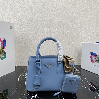 Prada Mini Galleria Saffiano Leather Bag Blue 1BA296 23x16.5x10cm