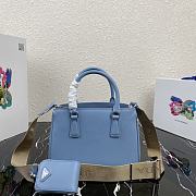 Prada Mini Galleria Saffiano Leather Bag Blue 1BA296 23x16.5x10cm - 4