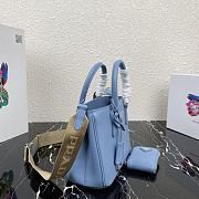 Prada Mini Galleria Saffiano Leather Bag Blue 1BA296 23x16.5x10cm - 3
