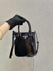 Prada Small Brushed Leather Tote Black 1BA331 15x17.5x5cm - 2