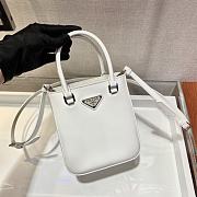 Prada Small Brushed Leather Tote White 1BA331 15x17.5x5cm - 5