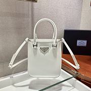 Prada Small Brushed Leather Tote White 1BA331 15x17.5x5cm - 4