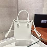 Prada Small Brushed Leather Tote White 1BA331 15x17.5x5cm - 3