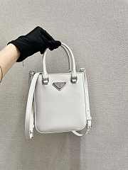 Prada Small Brushed Leather Tote White 1BA331 15x17.5x5cm - 2