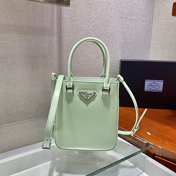 Prada Small Brushed Leather Tote Aqua 1BA331 15x17.5x5cm