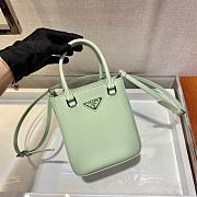 Prada Small Brushed Leather Tote Aqua 1BA331 15x17.5x5cm - 5