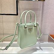 Prada Small Brushed Leather Tote Aqua 1BA331 15x17.5x5cm - 4