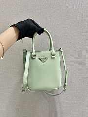 Prada Small Brushed Leather Tote Aqua 1BA331 15x17.5x5cm - 2