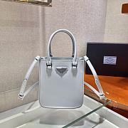 Prada Small Brushed Leather Tote Cornflower 1BA331 15x17.5x5cm - 1