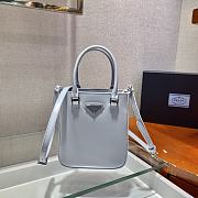 Prada Small Brushed Leather Tote Cornflower 1BA331 15x17.5x5cm - 3