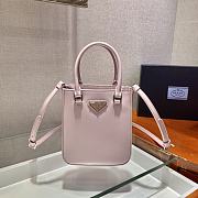 Prada Small Brushed Leather Tote Pink 1BA331 15x17.5x5cm - 1