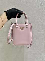 Prada Small Brushed Leather Tote Pink 1BA331 15x17.5x5cm - 3