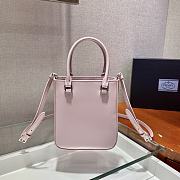 Prada Small Brushed Leather Tote Pink 1BA331 15x17.5x5cm - 4