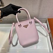 Prada Small Brushed Leather Tote Pink 1BA331 15x17.5x5cm - 2