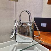 Prada Small Brushed Leather Tote Silver 1BA331 15x17.5x5cm - 1