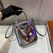 Prada Small Brushed Leather Tote Silver 1BA331 15x17.5x5cm - 4