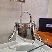 Prada Small Brushed Leather Tote Silver 1BA331 15x17.5x5cm - 5