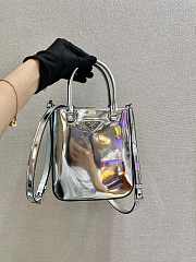Prada Small Brushed Leather Tote Silver 1BA331 15x17.5x5cm - 3