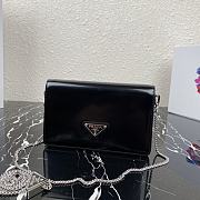 Prada Brushed Leather Shoulder Bag Black 1BD307 19x10.5x3.5cm - 3