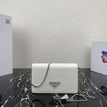 Prada Brushed Leather Shoulder Bag White 1BD307 19x10.5x3.5cm