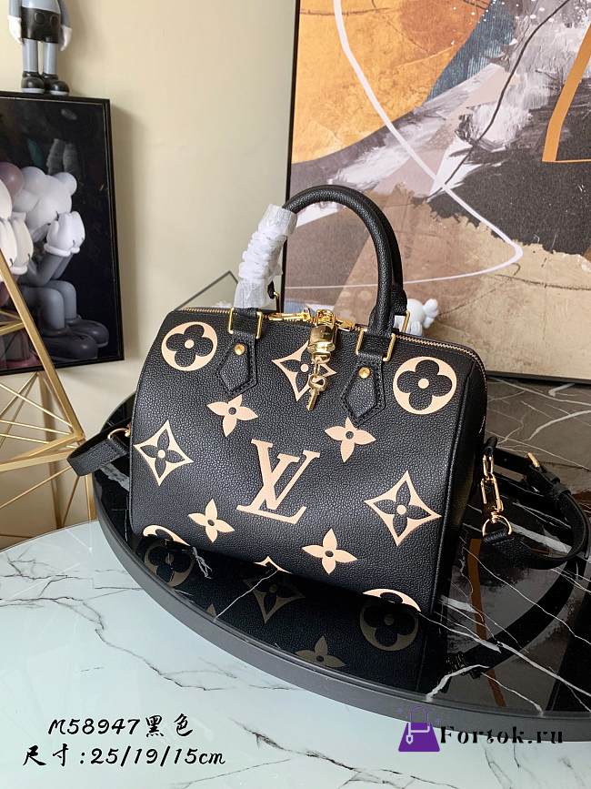 Louis Vuitton Speedy Bandoulière 25 Bicolor Monogram Pattern Black/Beige M58947 25x19x15cm - 1