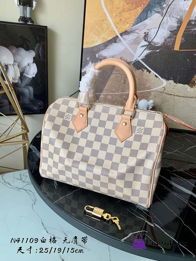 Louis Vuitton 25 Damier Azur Canvas White N41371 25x19x15cm - 1