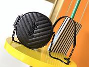 Ysl Vinyle Round Camera Bag In Chevron-Quilted Grain De Poudre Embossed Leather Black 6104361 17x17x5.5cm - 1