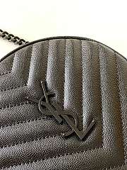 Ysl Vinyle Round Camera Bag In Chevron-Quilted Grain De Poudre Embossed Leather Black 6104361 17x17x5.5cm - 3