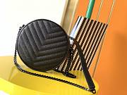 Ysl Vinyle Round Camera Bag In Chevron-Quilted Grain De Poudre Embossed Leather Black 6104361 17x17x5.5cm - 4