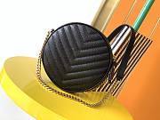 Ysl Vinyle Round Camera Bag In Chevron-Quilted Grain De Poudre Embossed Leather Black/Gold Metal 6104361 17x17x5.5cm - 2