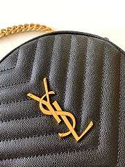 Ysl Vinyle Round Camera Bag In Chevron-Quilted Grain De Poudre Embossed Leather Black/Gold Metal 6104361 17x17x5.5cm - 3