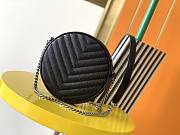 Ysl Vinyle Round Camera Bag In Chevron-Quilted Grain De Poudre Embossed Leather Black/Silver Metal 6104361 17x17x5.5cm - 3