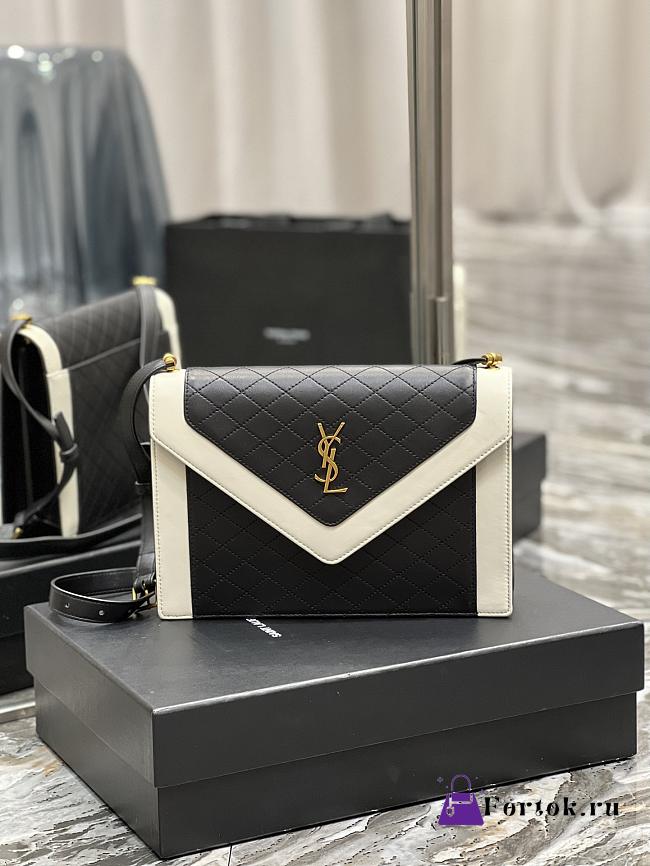 Ysl Gaby Satchel In Lambskin Black/White 6688631 26×18×5cm - 1