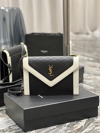 Ysl Gaby Satchel In Lambskin Black/White 6688631 26×18×5cm