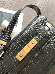 Ysl Small Manhattan Shoulder Bag Crocodile Leather Black 675626 24x17.5x6cm - 2