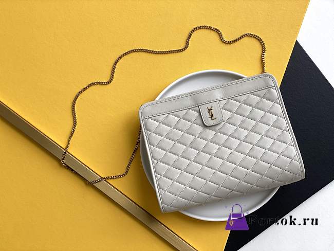 Ysl Victorie Baby Clutch Lambskin Leather White 65736118 28.5×19.5×5.5cm - 1