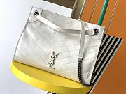 Ysl Medium Niki Shopping Bag In Crinkled Vintage Leather White 577999 33x27x11.5cm - 1