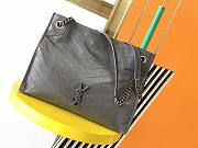 Ysl Medium Niki Shopping Bag In Crinkled Vintage Leather Dark Gray 577999 33x27x11.5cm - 1
