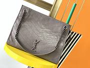 Ysl Medium Niki Shopping Bag In Crinkled Vintage Leather Dark Beige 577999 33x27x11.5cm - 1