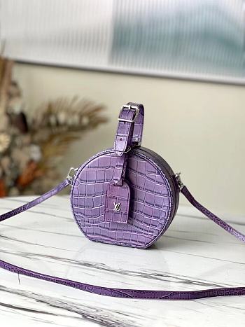 Louis Vuitton Petite Boite Chapeau Crocodile Leather Amethyst N95555 17.5x16.5x7.5cm