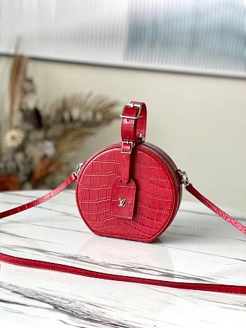 Louis Vuitton Petite Boite Chapeau Crocodile Leather Rubis N95054 17.5x16.5x7.5cm