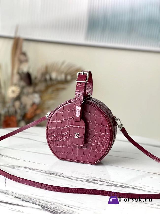 Louis Vuitton Petite Boite Chapeau Crocodile Leather Bordeaux N94635 17.5x16.5x7.5cm - 1