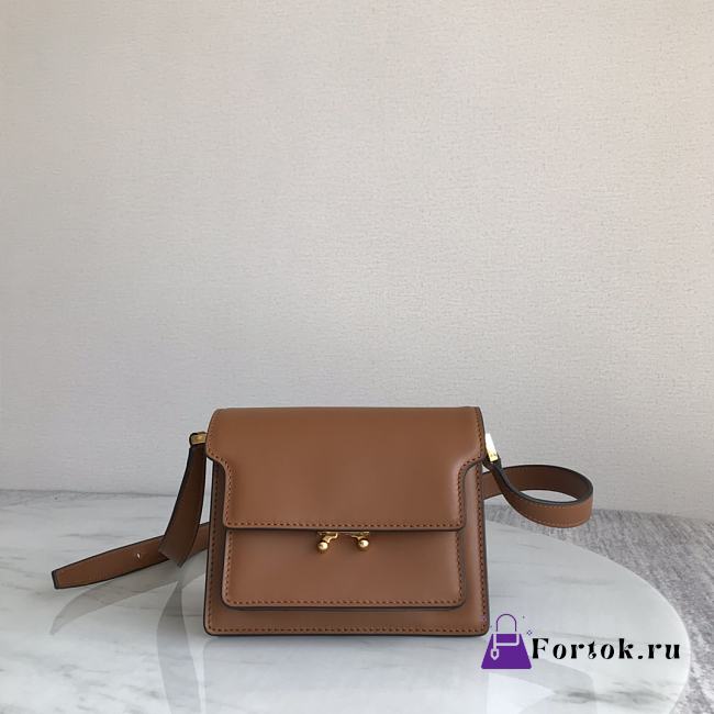 Marni Mini Trunk Bag Leather Brown Z476N 18×13×6.5cm - 1
