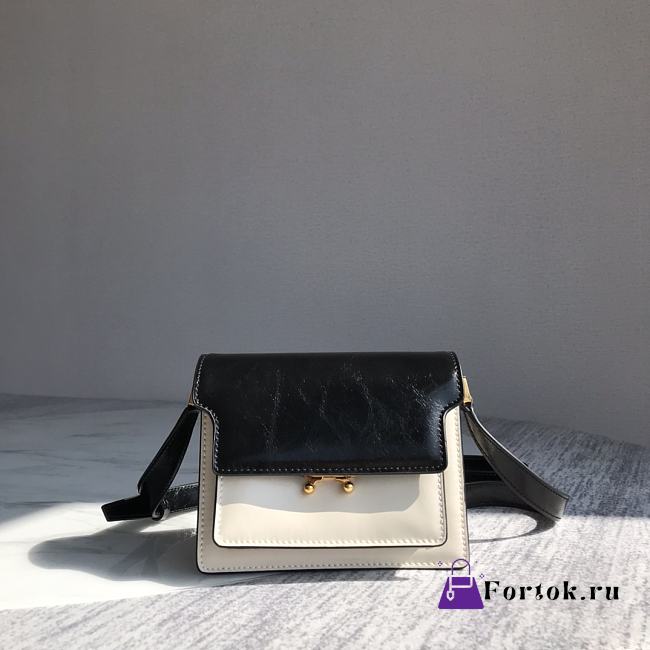 Marni Mini Trunk Bag Leather White/Black Z476N 18×13×6.5cm - 1