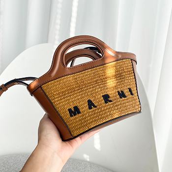 Marni Micro Tropicalia Bag In Leather/Raffia With Shoulder Strap Q0P386000 12x10x22cm