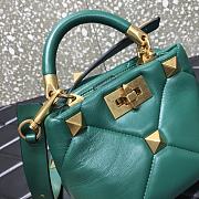 Valentino Small Roman Stud The Handle Bag In Nappa Teal B0I97BSF 20×9×15cm - 6