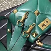 Valentino Small Roman Stud The Handle Bag In Nappa Teal B0I97BSF 20×9×15cm - 3