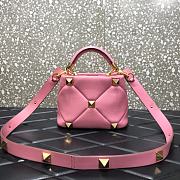 Valentino Small Roman Stud The Handle Bag In Nappa Pink B0I97BSF 20×9×15cm - 4